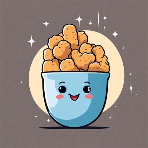 Premium Photo | Cute cartoon popcorn in blue bowl Vector illustration ...