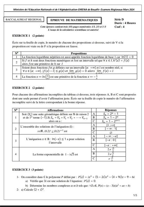 EPREUVES ET CORRIGES BAC 2024 COTE D IVOIRE