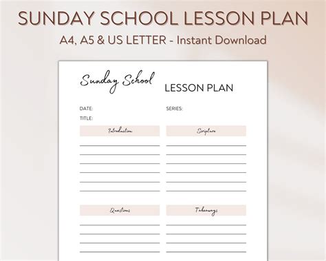 Sunday School Lesson Plan Printable, Sunday School Teacher Planner ...