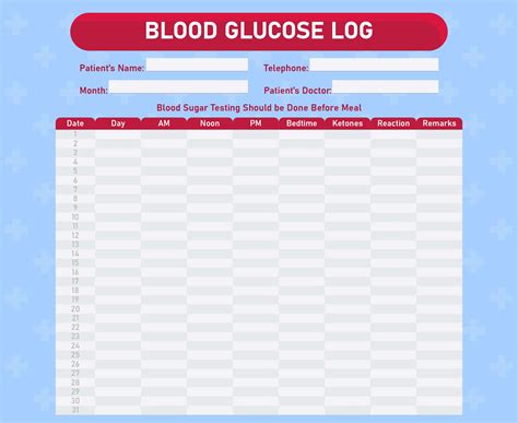 Free Printable Blood Glucose Log Sheet - Printable Templates