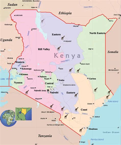 Kenya Political Map - MapSof.net