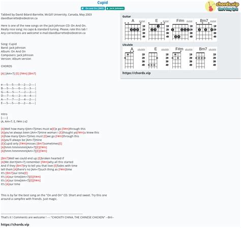 Chord: Cupid - Jack Johnson - tab, song lyric, sheet, guitar, ukulele | chords.vip