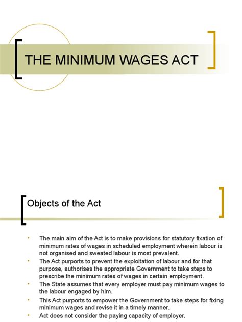 The Minimum Wages Act Pdf Cost Of Living Employment