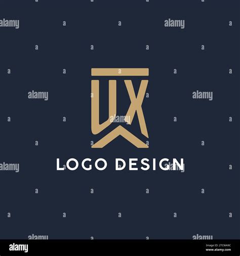 UX Initial Monogram Logo Design In A Rectangular Style With Curved Side