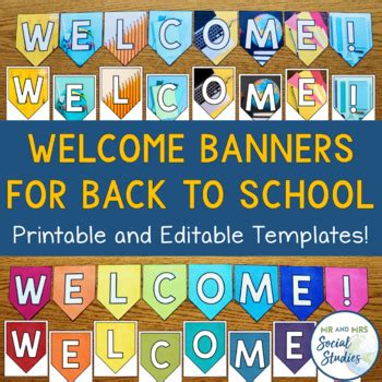 Printable Welcome Banners for Back to School by Mr and Mrs Social Studies