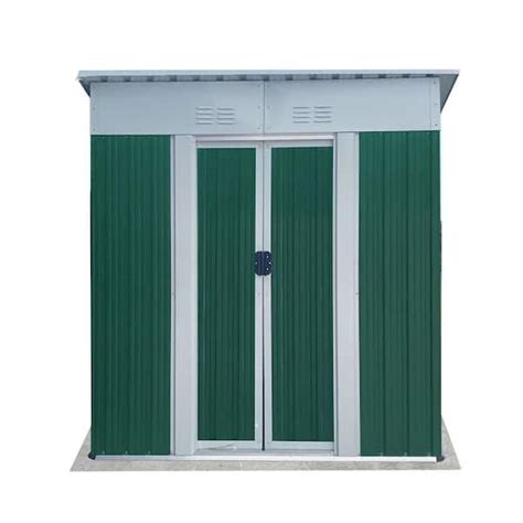 Huluwat Green Ft W X Ft D Metal Shed With Double Sliding Door And