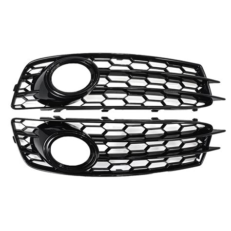 New Front Fog Light Lamp Grille Grill Cover Honeycomb Hex Glossy Black