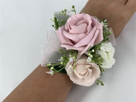 Artificial Wedding Prom Wrist Corsage Bracelet Rose Gypsophila