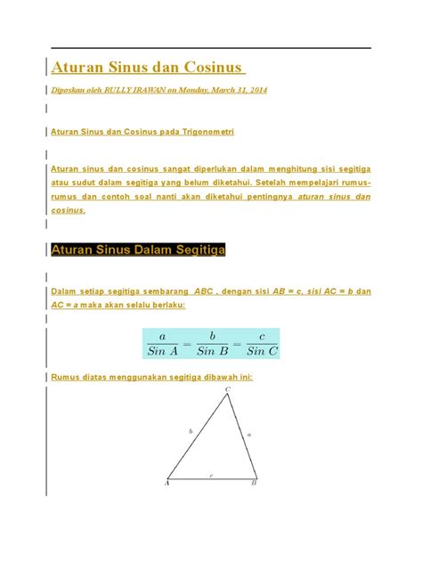Aturan Sinus Dan Cosinus
