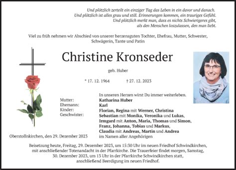 Traueranzeigen Von Christine Kronseder Trauer Merkur De