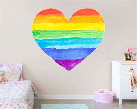 Heart Decal Rainbow Heart Rainbow Decal Nursery Decor Heart Etsy