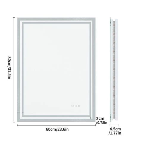 Wisfor 24 In W X 32 In H Large Rectangular Frameless Anti Fog