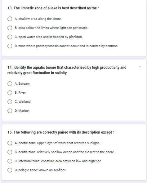 Solved 13. The limnetic zone of a lake is best described as | Chegg.com