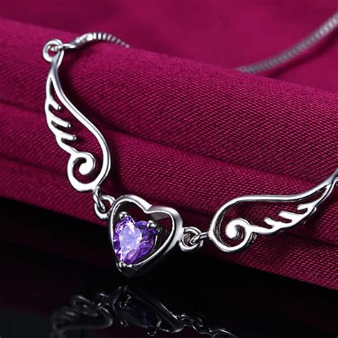 Cubic Zircon Angel Wing Heart Necklace Angel Wing Heart Necklace