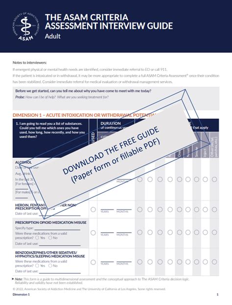 The Asam Criteria Assessment Interview Guide