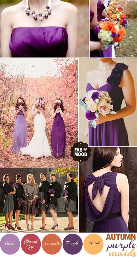 Purple Autumn wedding bridesmaids,purple bridesmaids