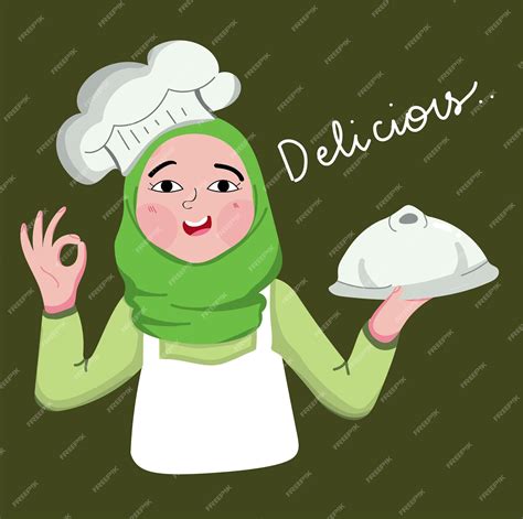 Premium Vector Cute Muslim Hijab Girl Chef