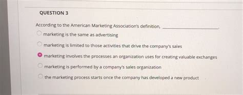 Solved QUESTION 3 According to the American Marketing | Chegg.com 