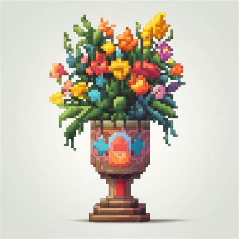 Premium Ai Image Pixel Art Flower Vase With Vibrant Colors By