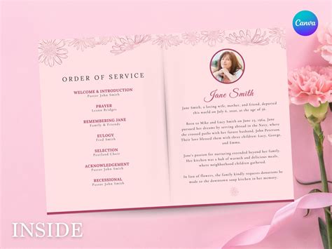 Editable Canva Funeral Program Template Obituary Template - Etsy