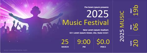 Music Festival Event Ticket Templates for Word | Download