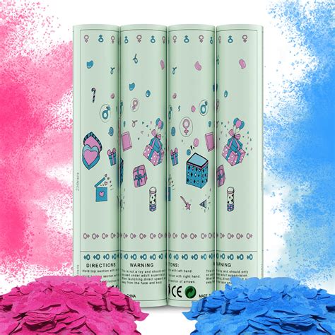 Gender Reveal Confetti Powder Cannon Set Of Confetti Poppers Blue