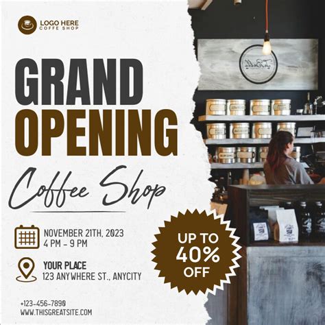 Modern Grand Opening Coffee Shop Template Postermywall