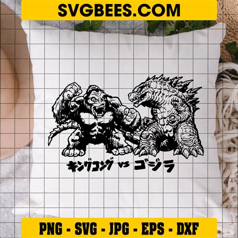 Kong Vs Godzilla Svg Dxf Eps Png Cut Files Clipart Cricut Silhouette