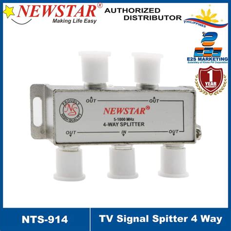 Newstar 4 Way 5 1000MHz TV Signal Splitter NTS 914 Kinmo PW Official