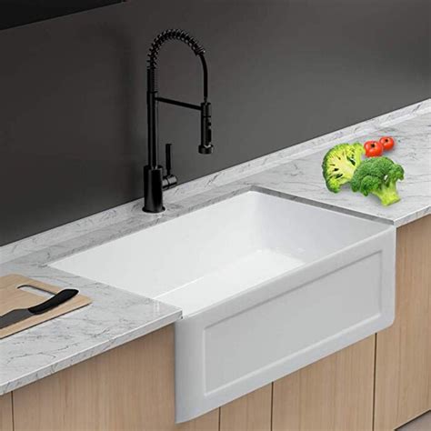 JUNTOSO 24 Inch Farmhouse Sink White Porcelain Fireclay Kitchen Sink ...