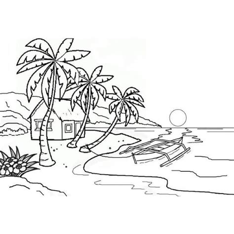 Detail Sketsa Gambar Pemandangan Pantai Koleksi Nomer 10