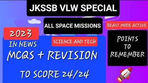 Space Missions In News Mcq S Cum Revision Session Jkssb Vlw