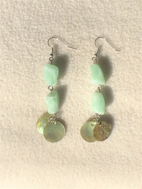 Seafoam Green Shell Earrings Etsy Etsy Earrings Shell Earrings