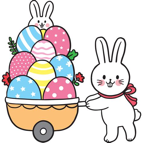 Easter Day Cartoon Cute Character White Rabbit And Egg 19938362 PNG