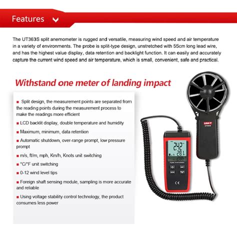 UNI T Wind Speed Meter UT363 UT363BT UT363S Pocket Grandado