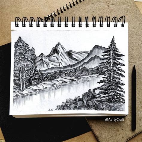 Realistic Landscape Pencil Shading Drawing | Realistic pencil drawings ...