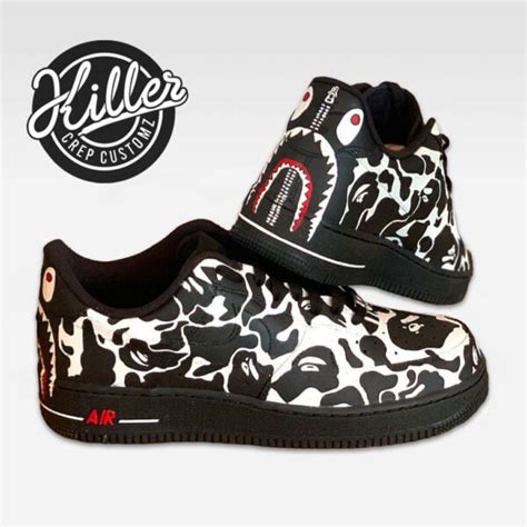 Custom Nike Air Force 1 Bape Shark Inspired Custom Af1 Footwear Uk Killer Crep Customz