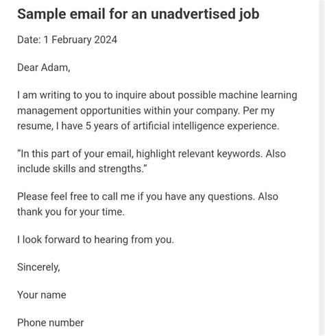 Cold Email For An Unadvertised Job Application