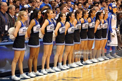 Duke Blue Devils cheerleaders look on prior to a game against the ...