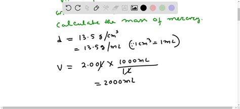 SOLVED: 'The density of liquid mercury is 13.5 g/cm?. What mass (in kg) of mercury is required ...