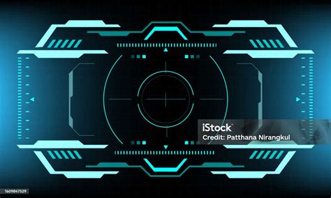 Tampilan Layar Antarmuka Scifi Hud Desain Biru Vektor Tampilan