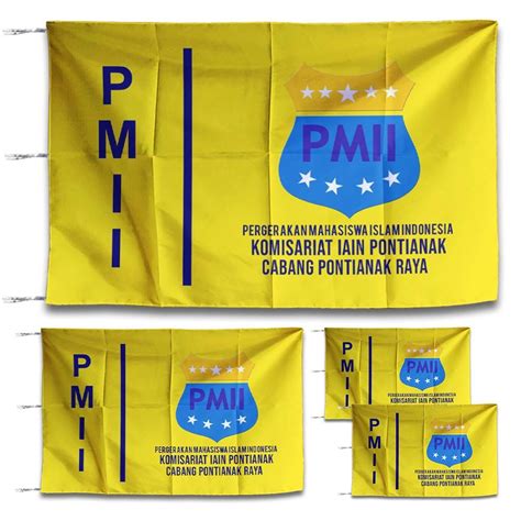 Jual Bendera Pmii Custom Tulisan Kotamu Bisa Pakai Rumbai Bahan