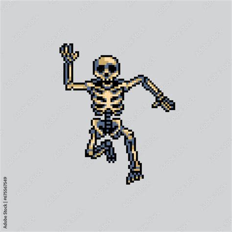 Pixel art illustration Skeleton. Pixelated Skeleton. Scary Skeleton ...