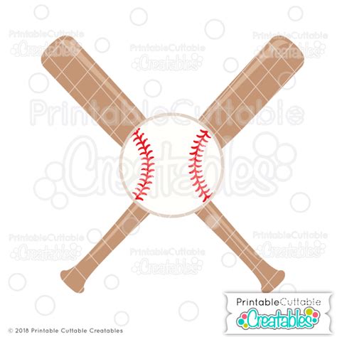 Crossed Baseball Bats Ball Free Svg File For Cricut