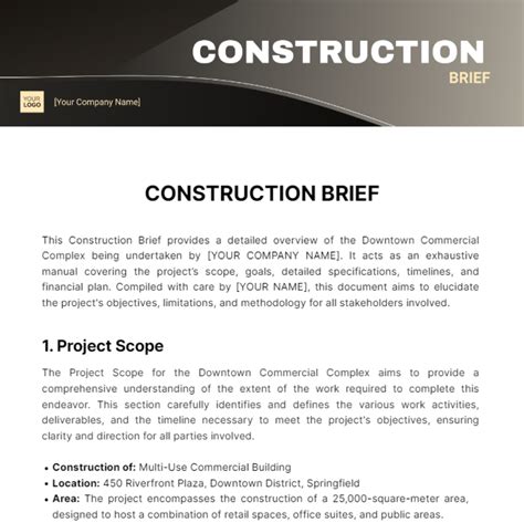 Free Construction Brief Template Edit Online And Download