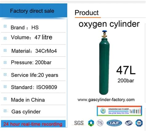 Iso Standard High Pressure Seamless Steel Oxygen Gas Cylinders Tuv