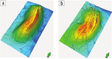 3D underground contour map of the (a) MP and (b) LC horizons ...