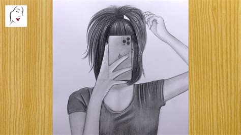 How To Draw A Girl With Selfie A Girl Hidden Face Drawing Iphone