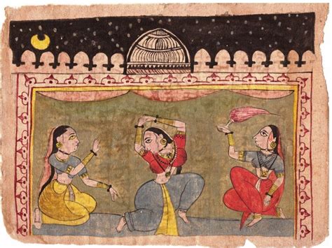 Indian Miniature Painting on Vintage Old Paper Handwritten Manuscript ...