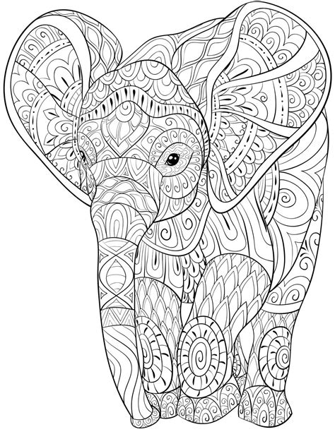 Adult Coloring Pages Elephants